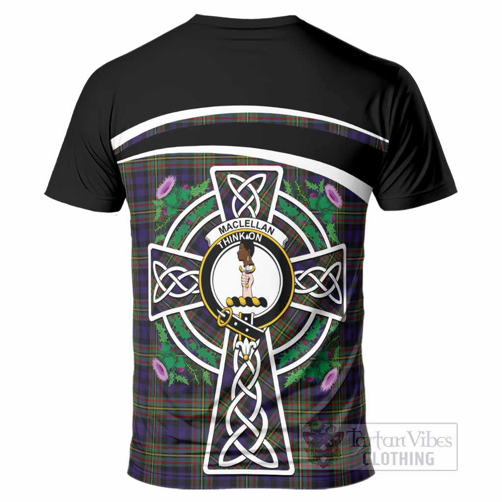 MacLellan (McLellan) Tartan Crest T-Shirt Scottish Thistle Celtic Cross Alba Gu Brath