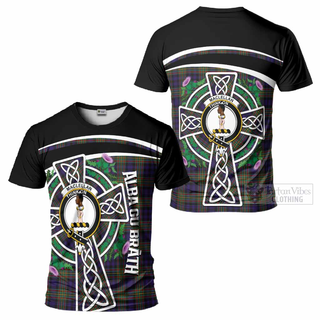 MacLellan (McLellan) Tartan Crest T-Shirt Scottish Thistle Celtic Cross Alba Gu Brath