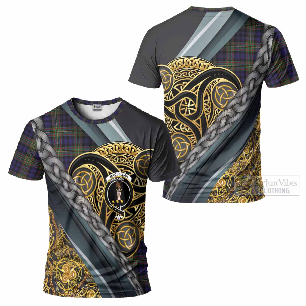 MacLellan (McLellan) Tartan Crest T-Shirt Scottish Triskele Celtic