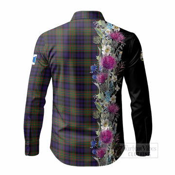MacLellan (McLellan) Tartan Crest Thistle Floral Long Sleeve Button Shirts