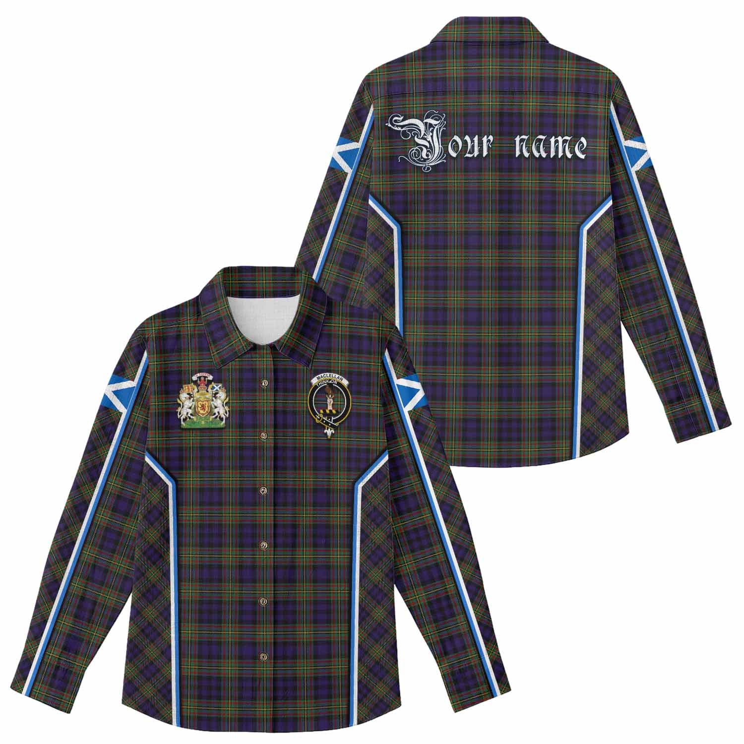 MacLellan (McLellan) Tartan Crest Women Casual Shirt Scotland Coat of Arm Flag Style - Tartan Vibes Clothing