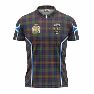MacLellan (McLellan) Tartan Crest Zipper Polo Shirt Scotland Coat of Arm Flag Style