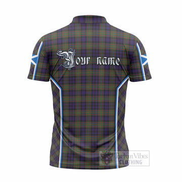 MacLellan (McLellan) Tartan Crest Zipper Polo Shirt Scotland Coat of Arm Flag Style