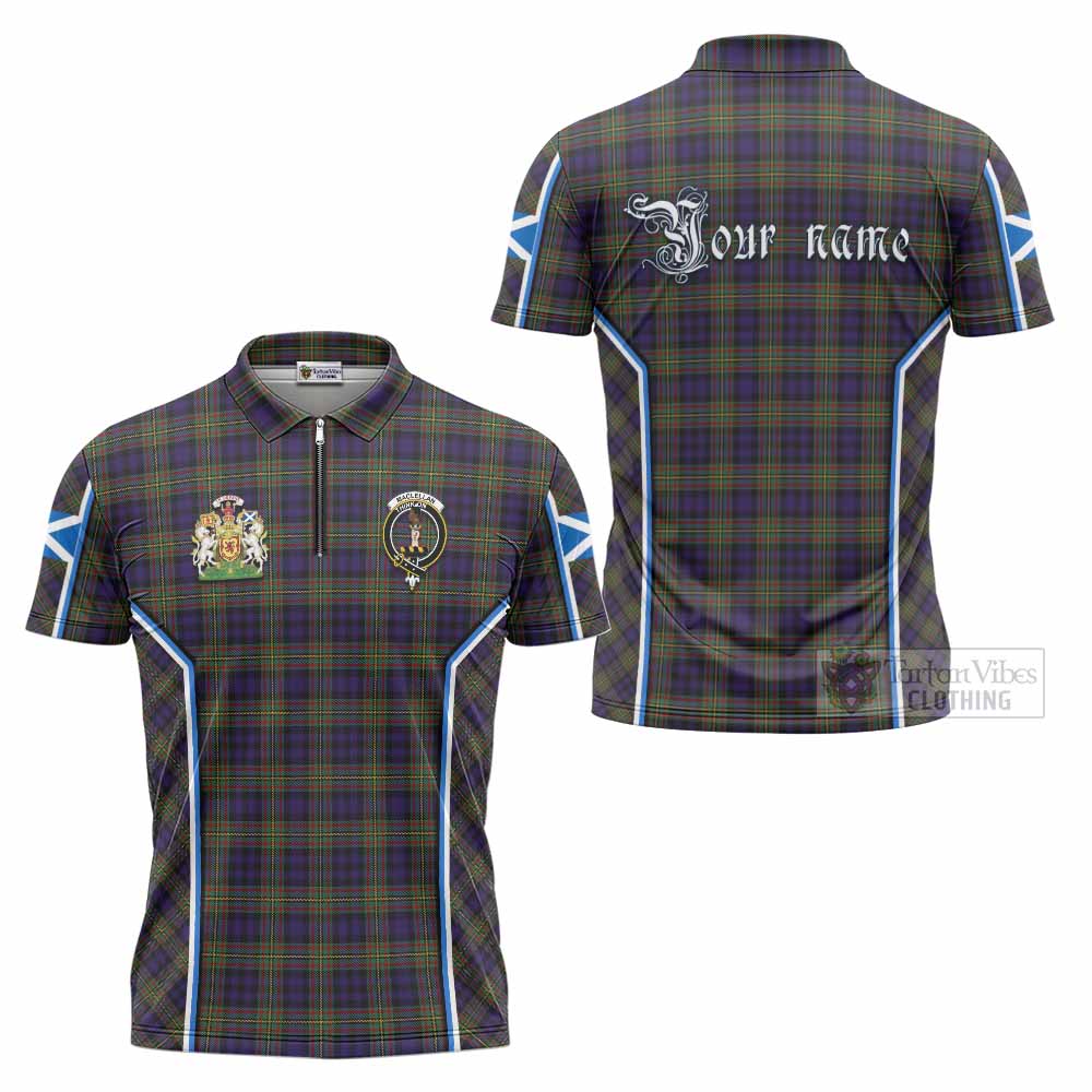MacLellan (McLellan) Tartan Crest Zipper Polo Shirt Scotland Coat of Arm Flag Style - Tartan Vibes Clothing