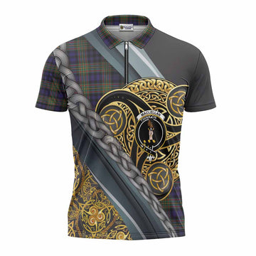 MacLellan (McLellan) Tartan Crest Zipper Polo Shirt Scottish Triskele Celtic