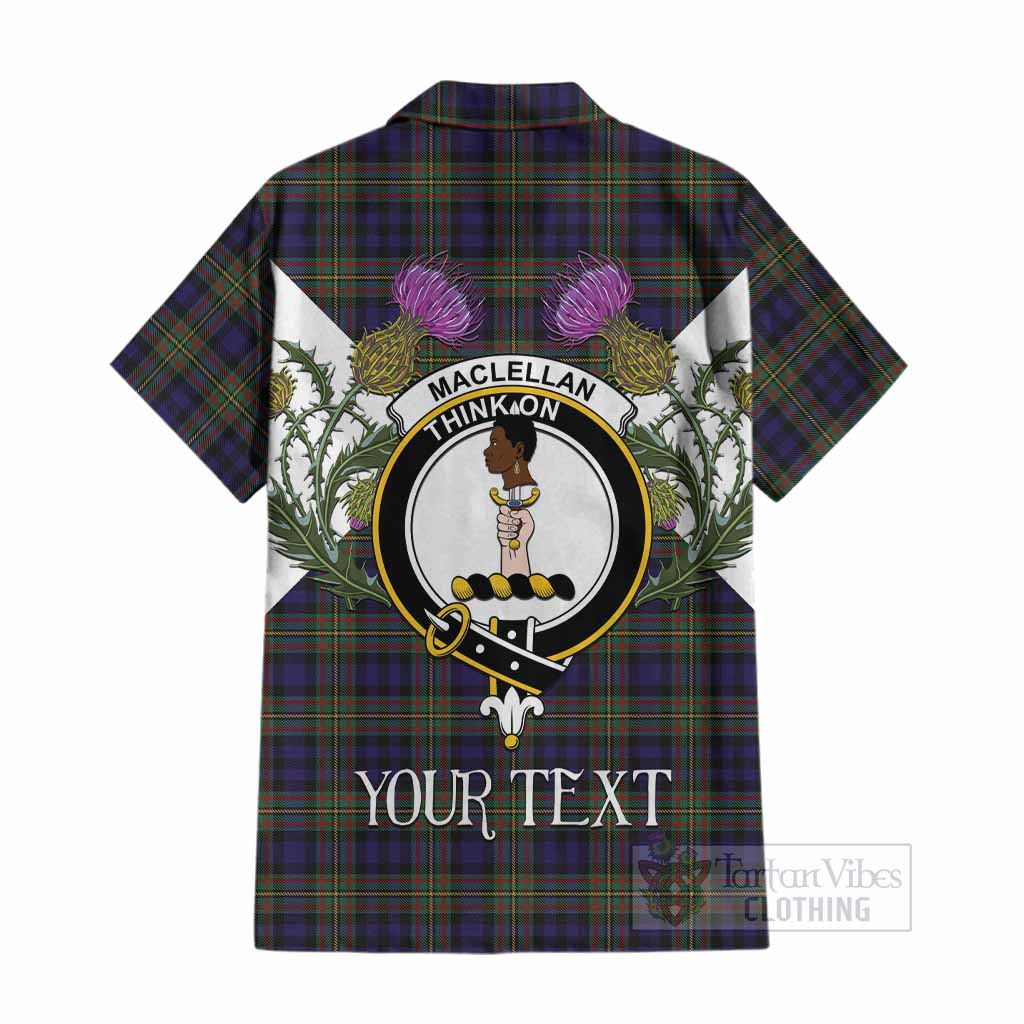 MacLellan (McLellan) Tartan Family Crest Cotton Hawaiian Shirt Scottish Burns Night Thistle Floral