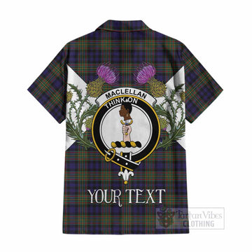 MacLellan (McLellan) Tartan Family Crest Cotton Hawaiian Shirt Scottish Burns Night Thistle Floral