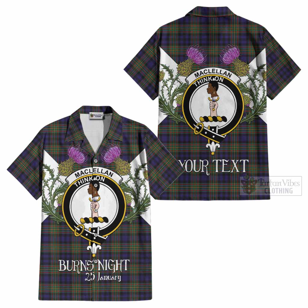 MacLellan (McLellan) Tartan Family Crest Cotton Hawaiian Shirt Scottish Burns Night Thistle Floral
