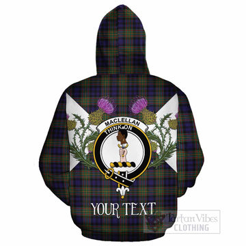 MacLellan (McLellan) Tartan Family Crest Cotton Hoodie Scottish Burns Night Thistle Floral
