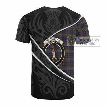 MacLellan (McLellan) Tartan Family Crest Cotton T-shirt Celtic Scottish Thistle Floral