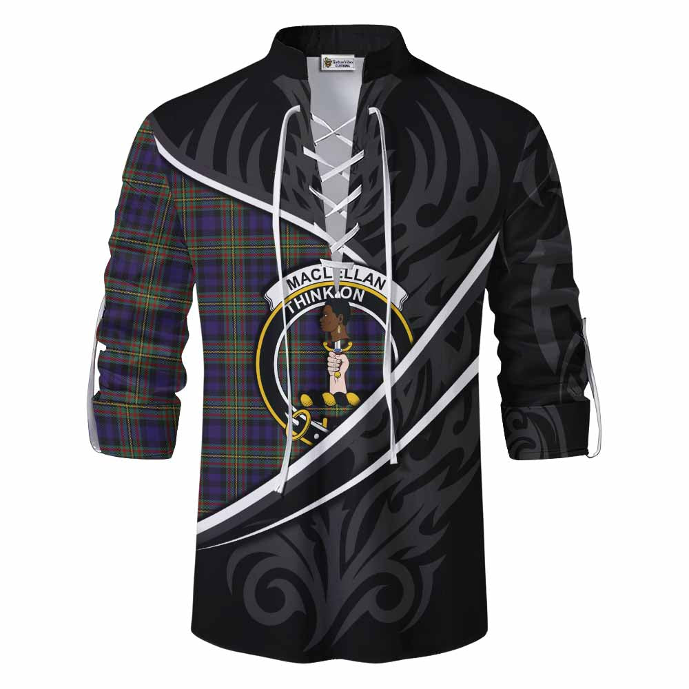 MacLellan (McLellan) Tartan Family Crest Ghillie Kilt Shirt Celtic Scottish Thistle Floral - Tartan Vibes Clothing