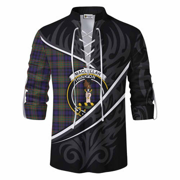 MacLellan (McLellan) Tartan Family Crest Ghillie Kilt Shirt Celtic Scottish Thistle Floral
