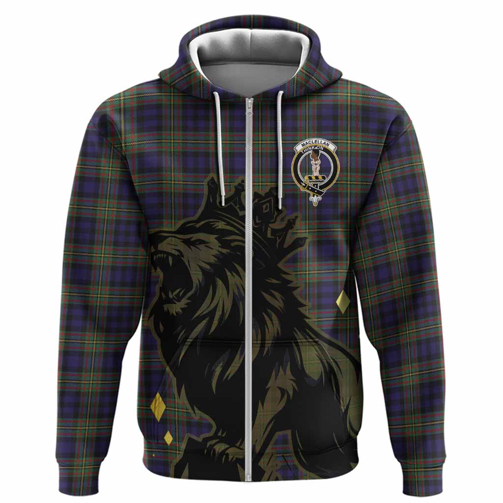 MacLellan (McLellan) Tartan Family Crest Hoodie Crowned Lion Roaring