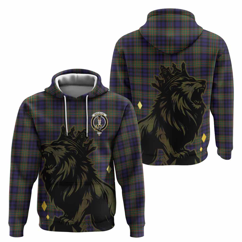 MacLellan (McLellan) Tartan Family Crest Hoodie Crowned Lion Roaring