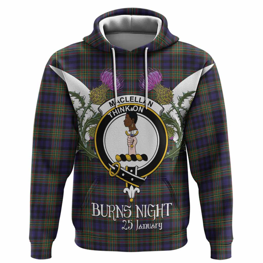MacLellan (McLellan) Tartan Family Crest Hoodie Scottish Burns Night Thistle Floral