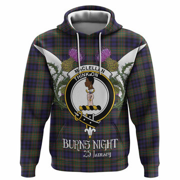 MacLellan (McLellan) Tartan Family Crest Hoodie Scottish Burns Night Thistle Floral