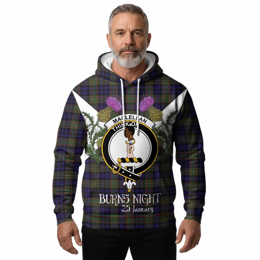 MacLellan (McLellan) Tartan Family Crest Hoodie Scottish Burns Night Thistle Floral