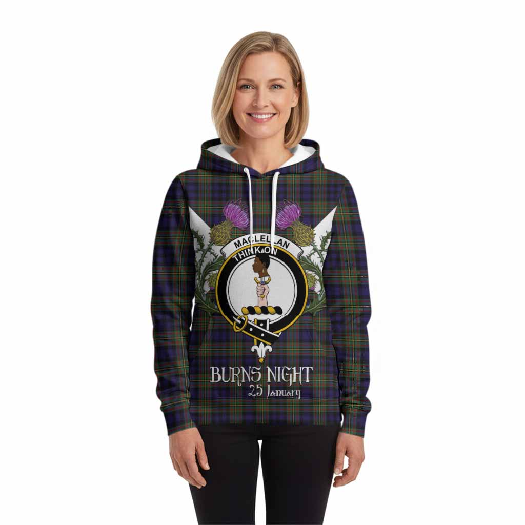 MacLellan (McLellan) Tartan Family Crest Hoodie Scottish Burns Night Thistle Floral