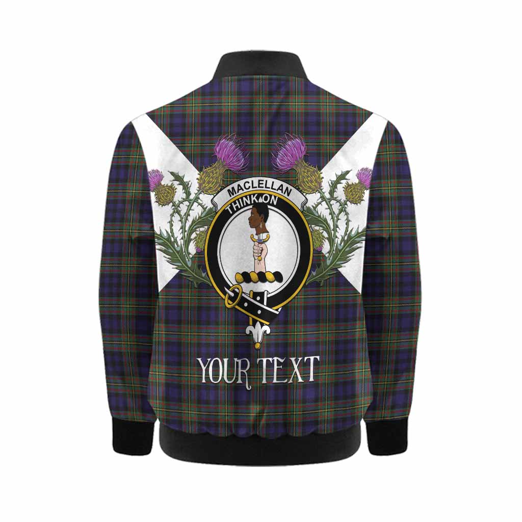 MacLellan (McLellan) Tartan Family Crest Kid Bomber Jacket Scottish Burns Night Thistle Floral