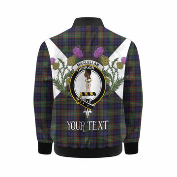 MacLellan (McLellan) Tartan Family Crest Kid Bomber Jacket Scottish Burns Night Thistle Floral