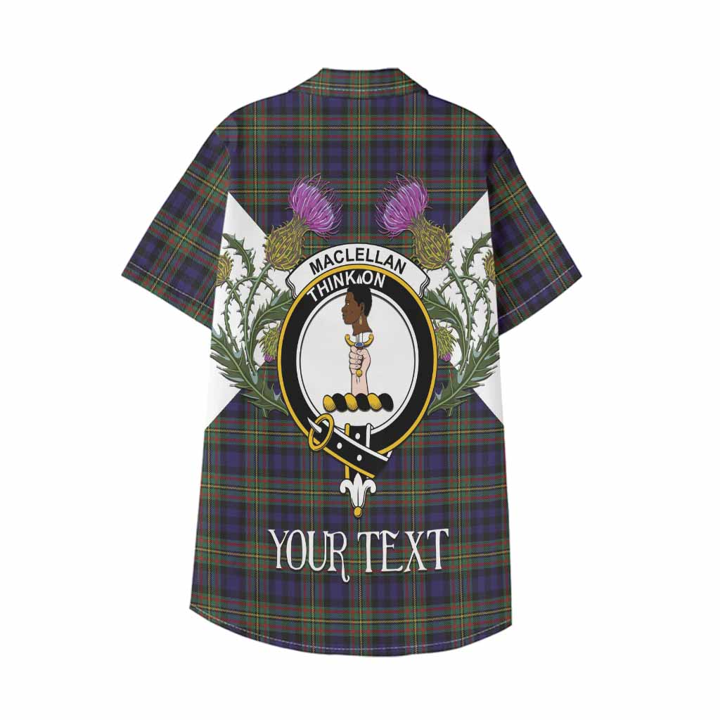 MacLellan (McLellan) Tartan Family Crest Kid Hawaiian Shirt Scottish Burns Night Thistle Floral