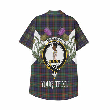 MacLellan (McLellan) Tartan Family Crest Kid Hawaiian Shirt Scottish Burns Night Thistle Floral