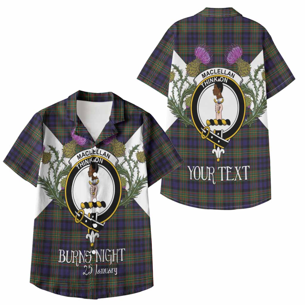 MacLellan (McLellan) Tartan Family Crest Kid Hawaiian Shirt Scottish Burns Night Thistle Floral