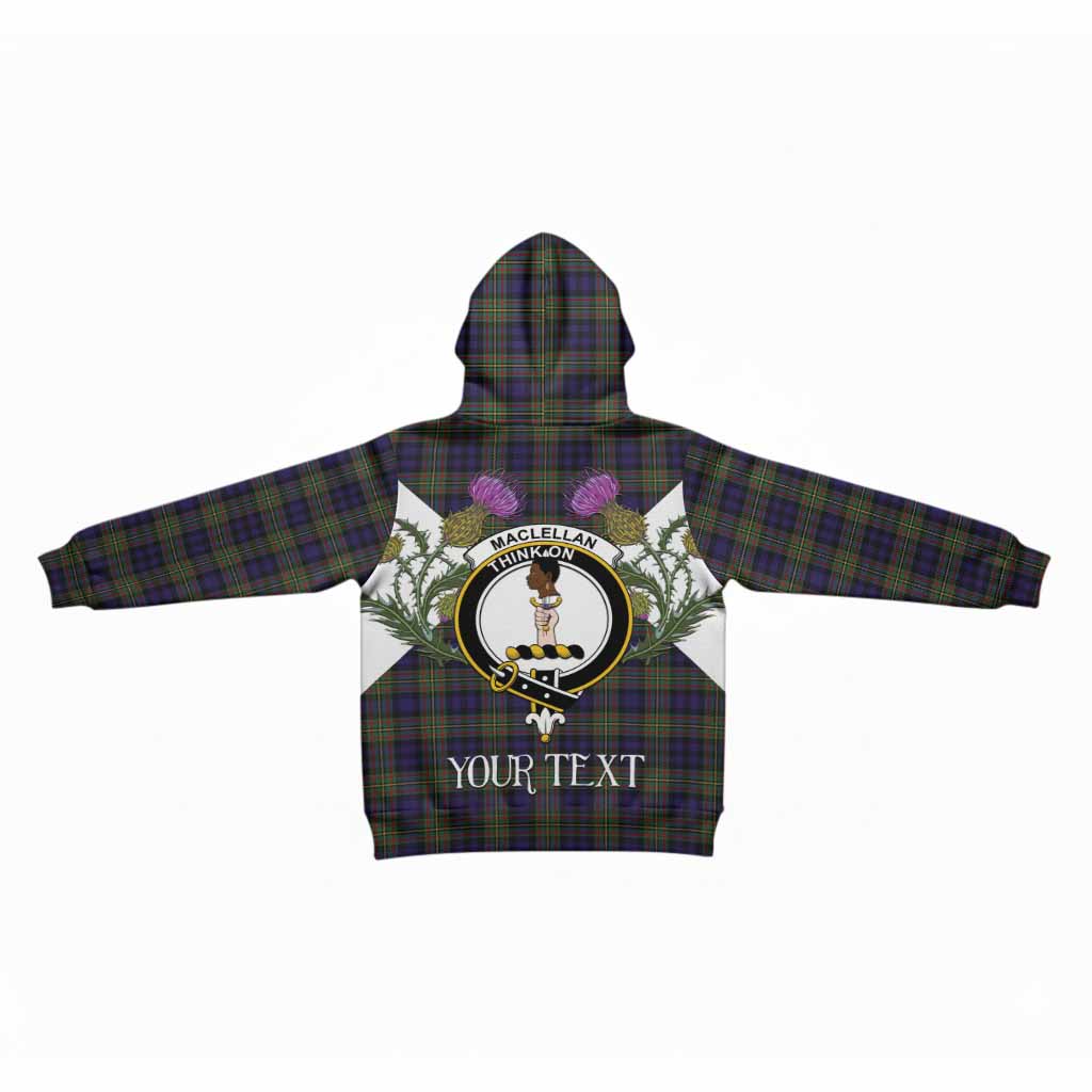 MacLellan (McLellan) Tartan Family Crest Kid Hoodie Scottish Burns Night Thistle Floral