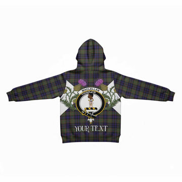 MacLellan (McLellan) Tartan Family Crest Kid Hoodie Scottish Burns Night Thistle Floral