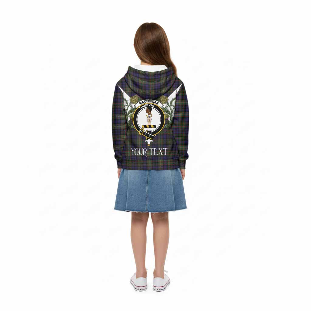MacLellan (McLellan) Tartan Family Crest Kid Hoodie Scottish Burns Night Thistle Floral