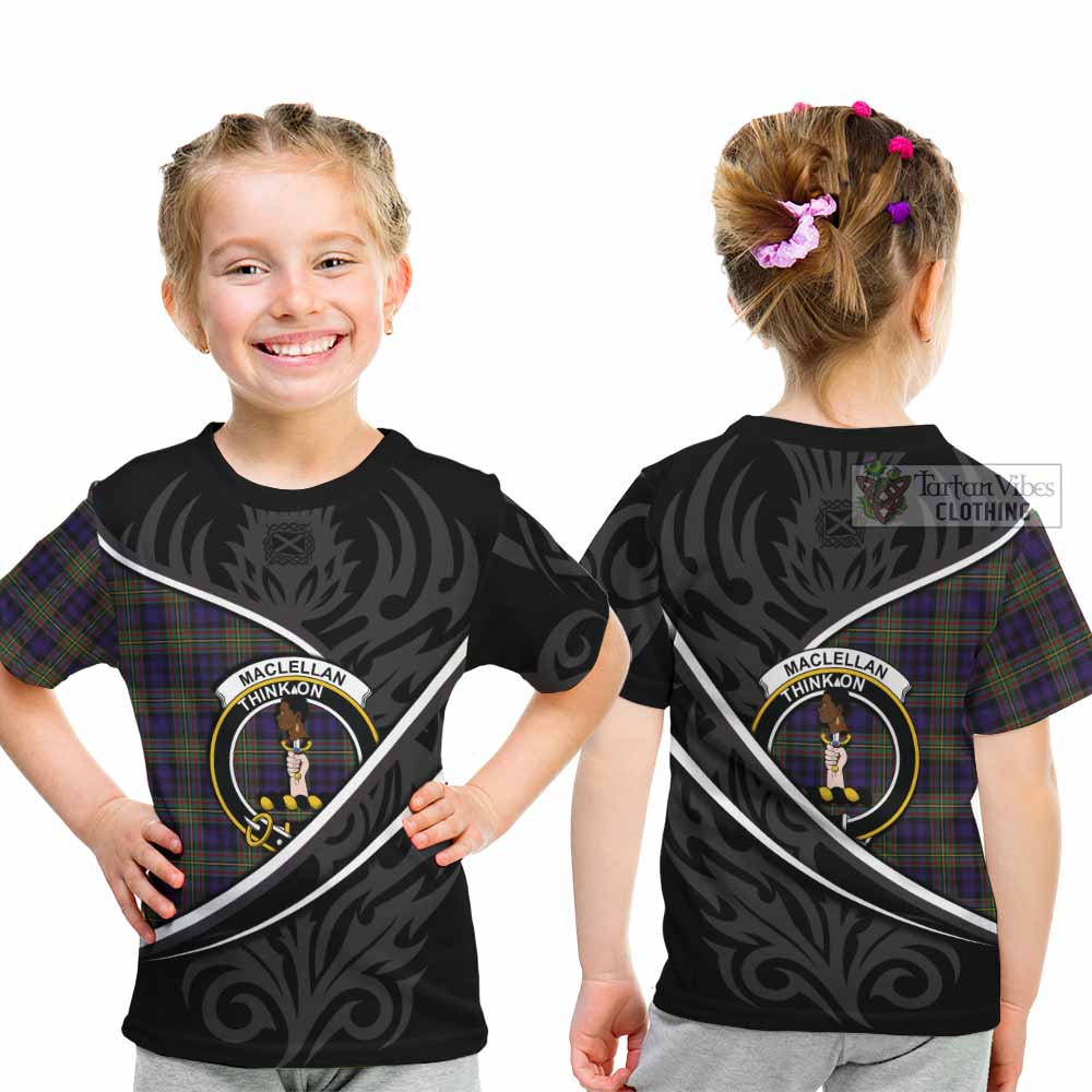 MacLellan (McLellan) Tartan Family Crest Kid T-shirt Celtic Scottish Thistle Floral - Tartan Vibes Clothing