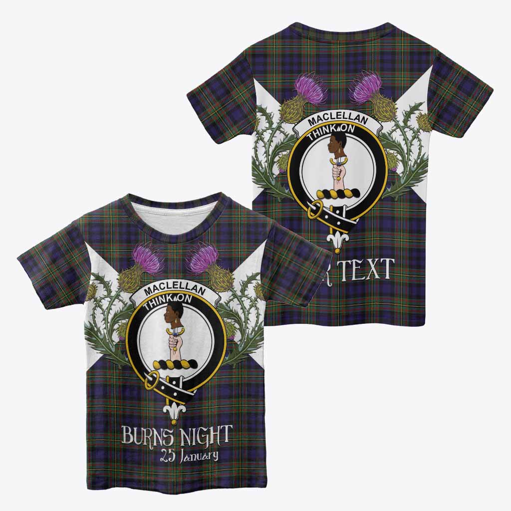 MacLellan (McLellan) Tartan Family Crest Kid T-shirt Scottish Burns Night Thistle Floral