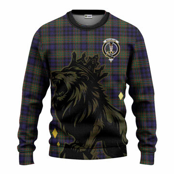 MacLellan (McLellan) Tartan Family Crest Knitted Sweater Crowned Lion Roaring