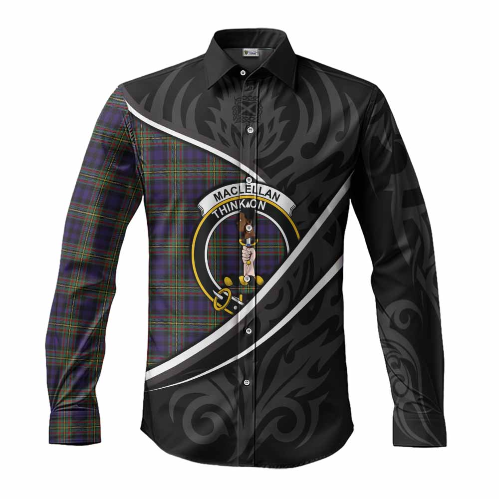 MacLellan (McLellan) Tartan Family Crest Long Sleeve Button Shirts Celtic Scottish Thistle Floral - Tartan Vibes Clothing
