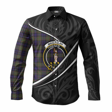 MacLellan (McLellan) Tartan Family Crest Long Sleeve Button Shirts Celtic Scottish Thistle Floral