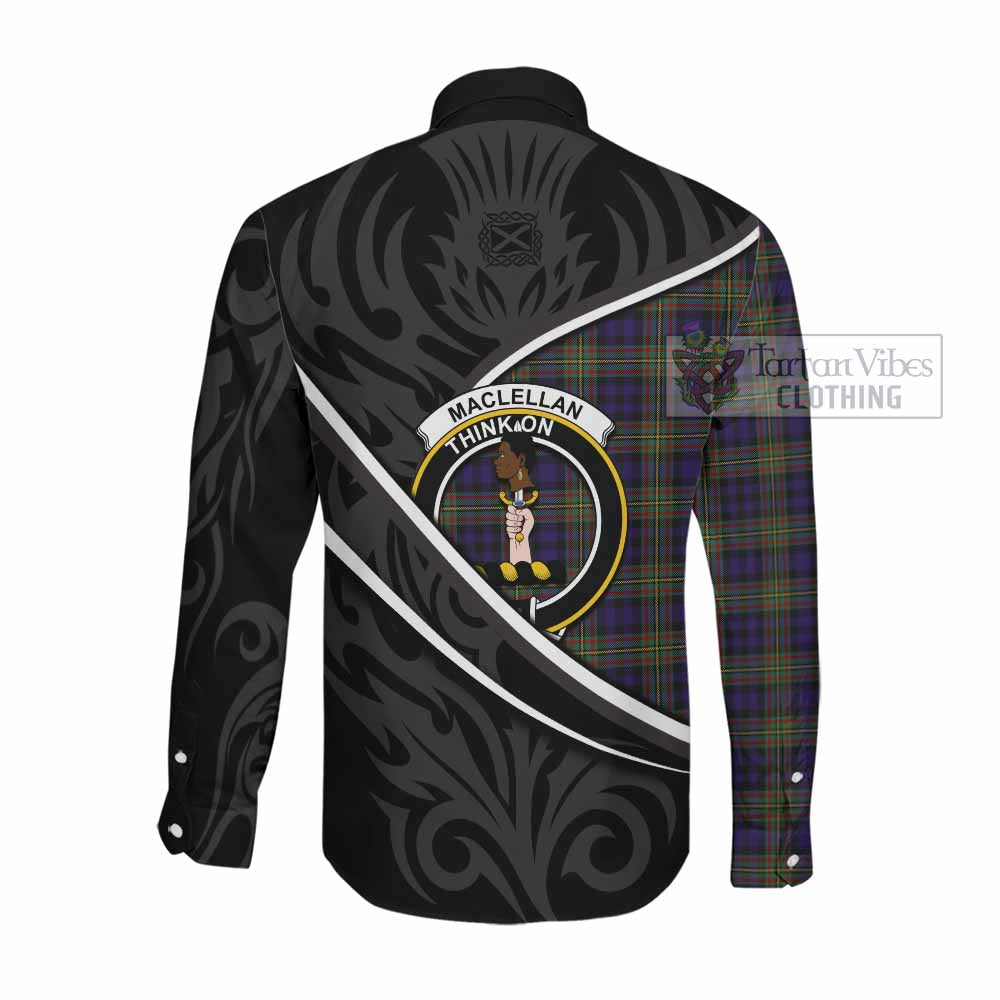 MacLellan (McLellan) Tartan Family Crest Long Sleeve Button Shirts Celtic Scottish Thistle Floral - Tartan Vibes Clothing