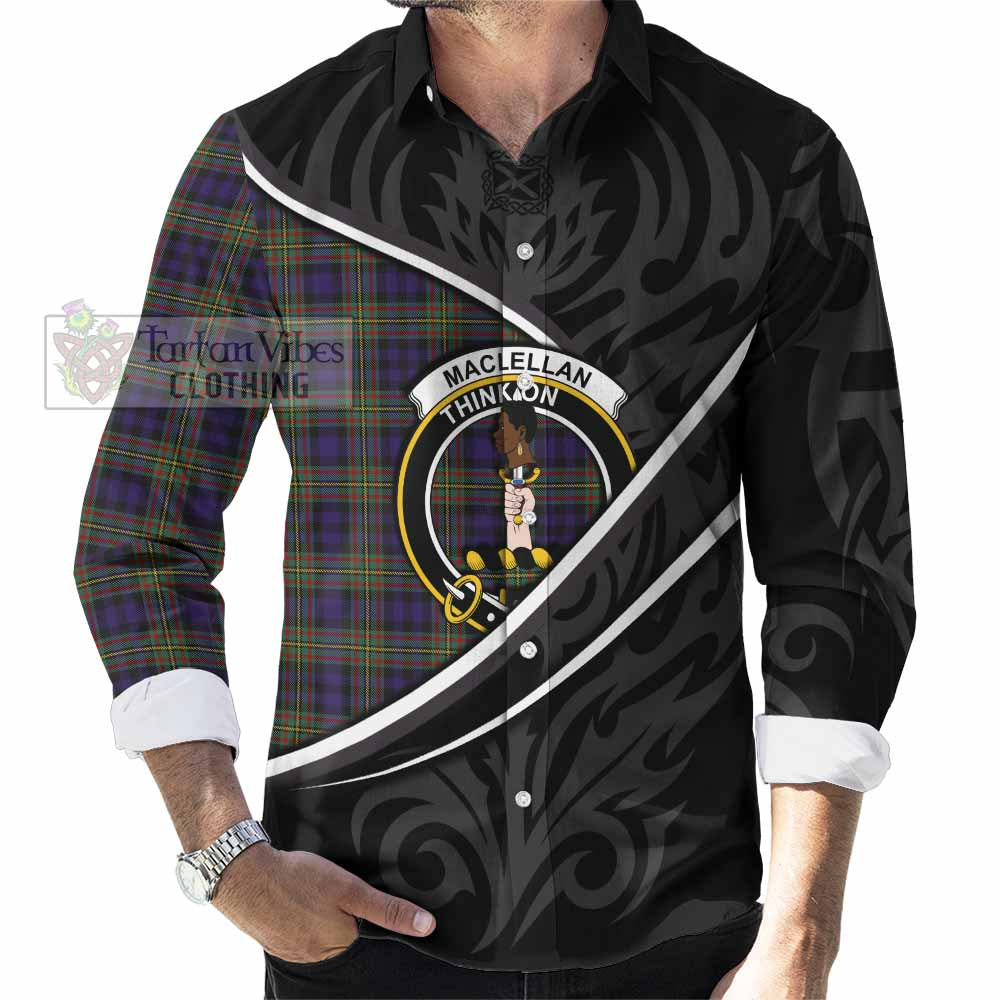 MacLellan (McLellan) Tartan Family Crest Long Sleeve Button Shirts Celtic Scottish Thistle Floral - Tartan Vibes Clothing