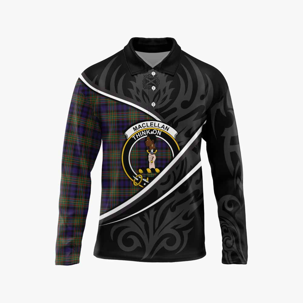 MacLellan (McLellan) Tartan Family Crest Long Sleeve Polo Shirt Celtic Scottish Thistle Floral - Tartan Vibes Clothing
