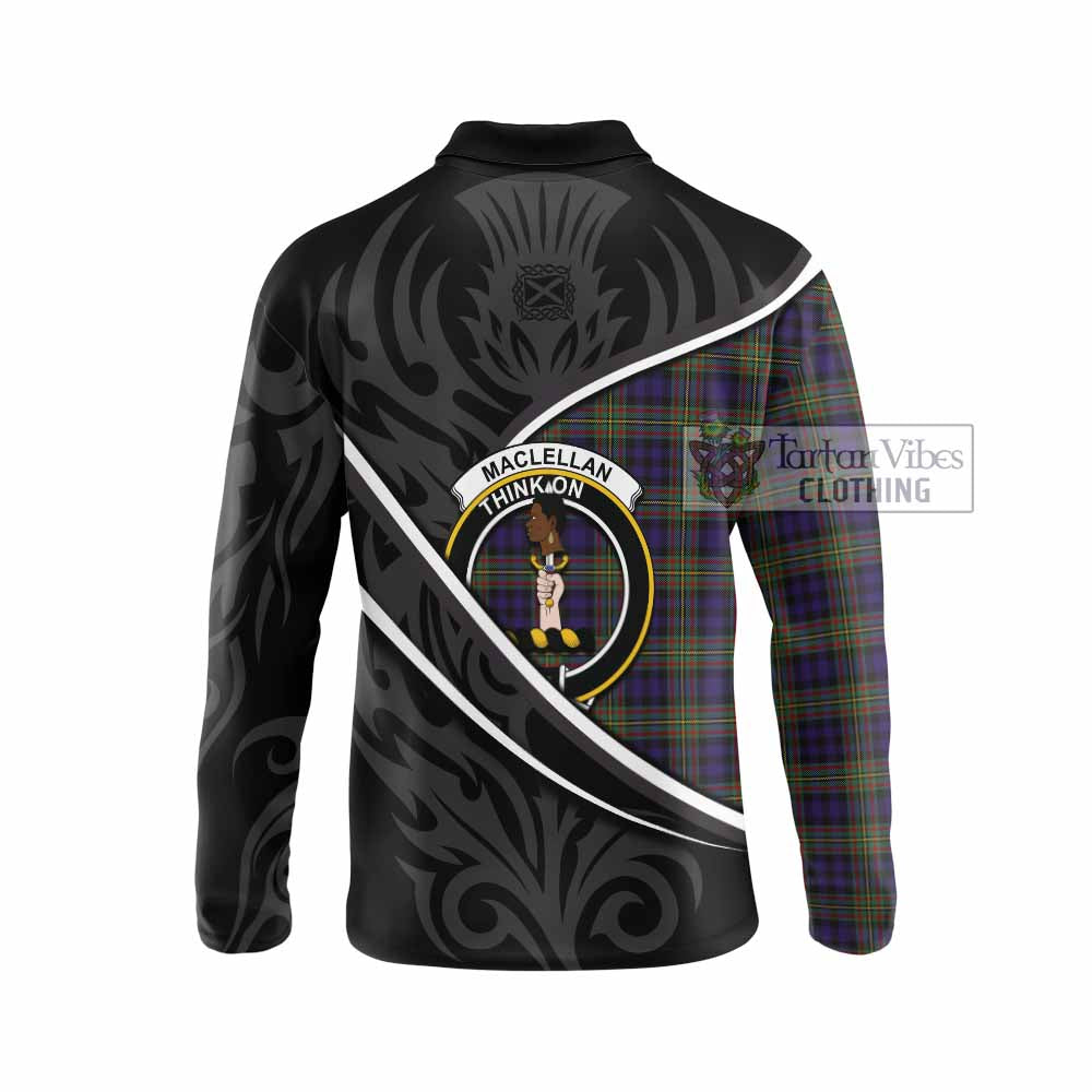 MacLellan (McLellan) Tartan Family Crest Long Sleeve Polo Shirt Celtic Scottish Thistle Floral - Tartan Vibes Clothing