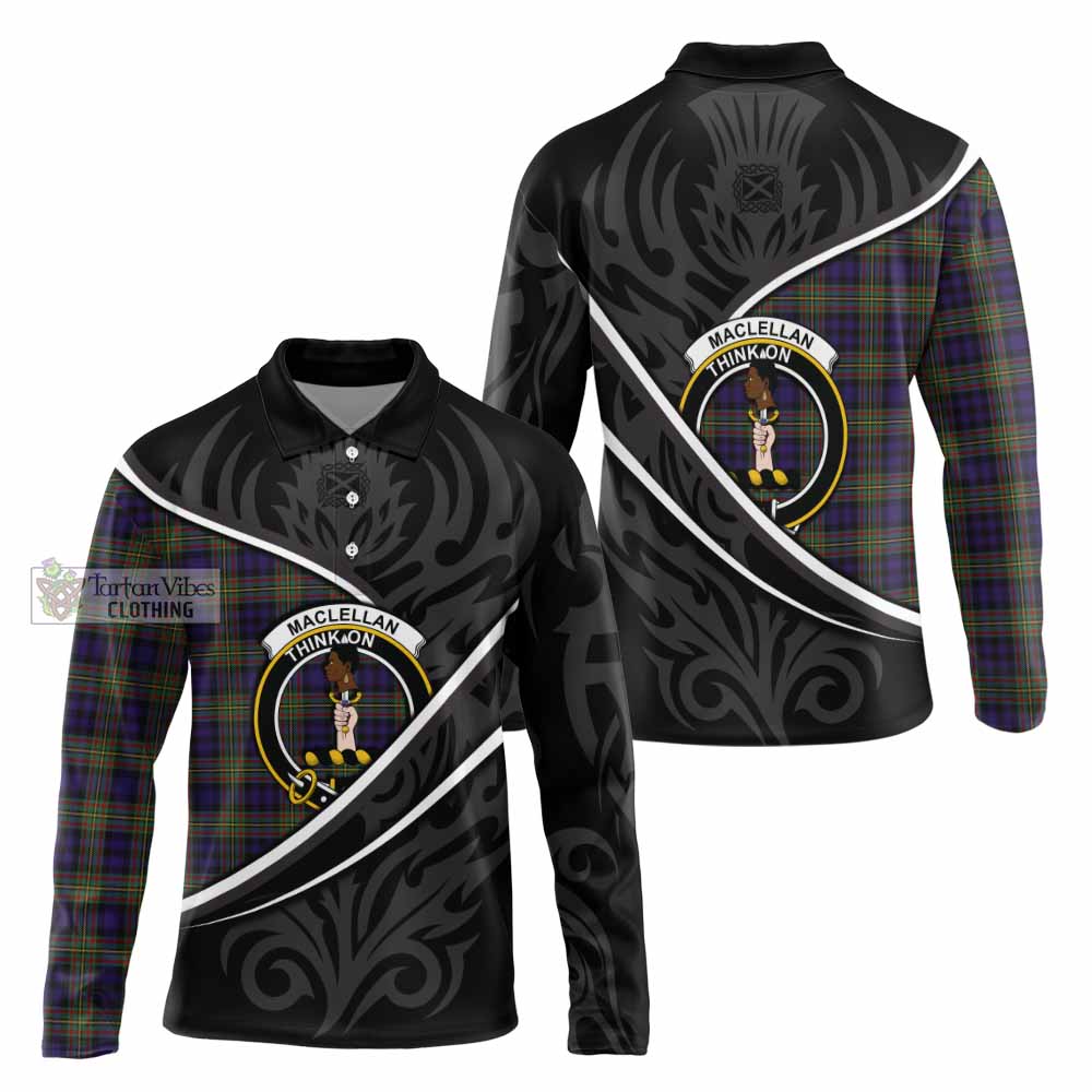 MacLellan (McLellan) Tartan Family Crest Long Sleeve Polo Shirt Celtic Scottish Thistle Floral - Tartan Vibes Clothing