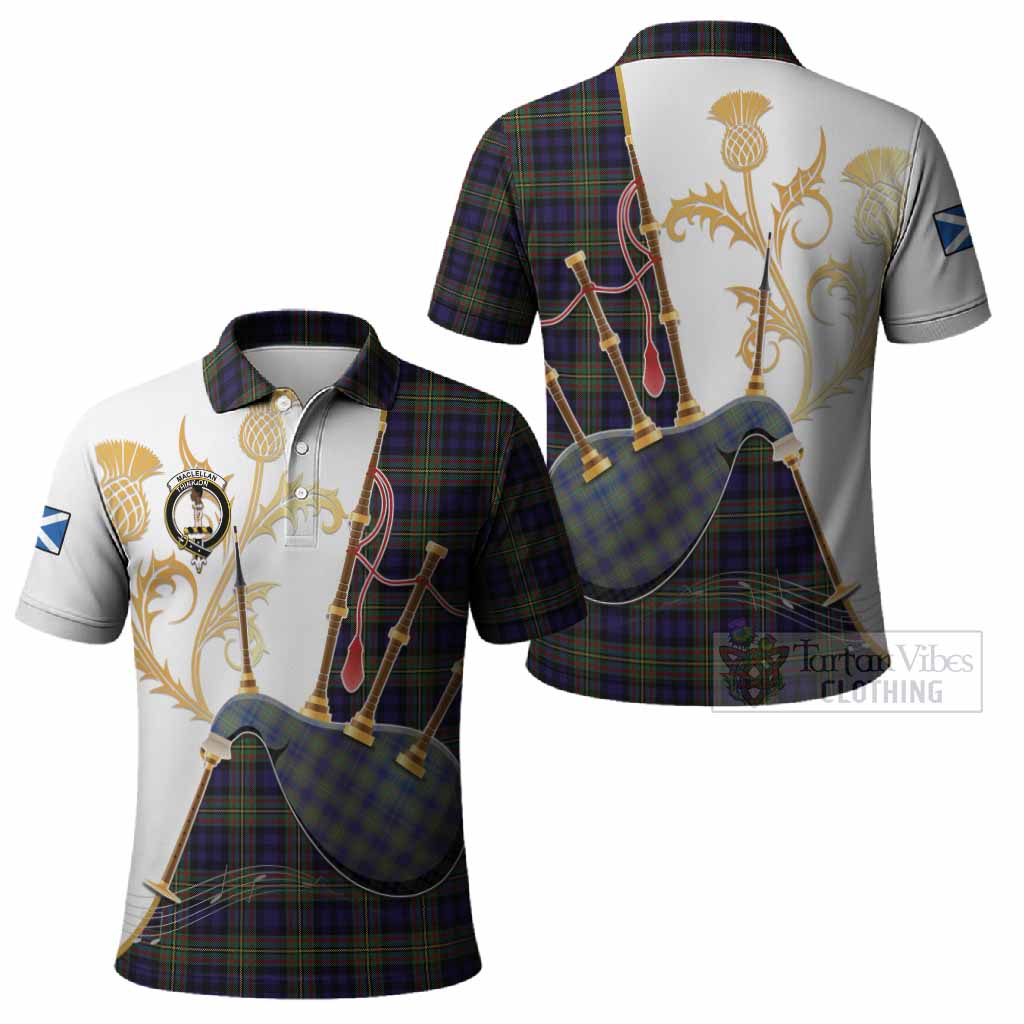 MacLellan (McLellan) Tartan Family Crest Polo Shirt Bagpipes with Scottish Thistle