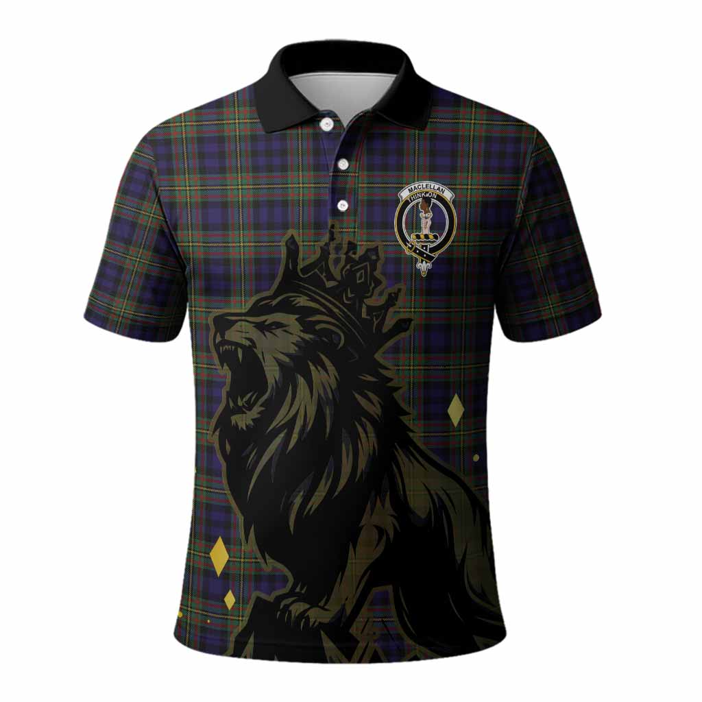 MacLellan (McLellan) Tartan Family Crest Polo Shirt Crowned Lion Roaring