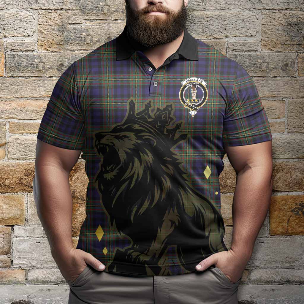 MacLellan (McLellan) Tartan Family Crest Polo Shirt Crowned Lion Roaring