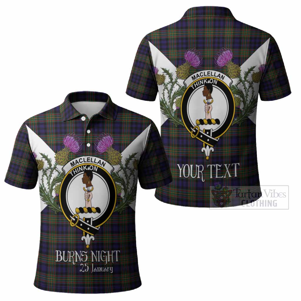 MacLellan (McLellan) Tartan Family Crest Polo Shirt Scottish Burns Night Thistle Floral
