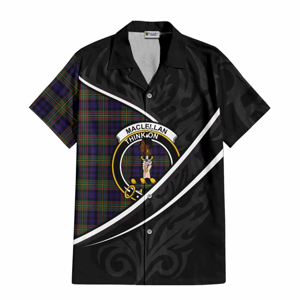 MacLellan (McLellan) Tartan Family Crest Short Sleeve Button Shirt Celtic Scottish Thistle Floral - Tartan Vibes Clothing