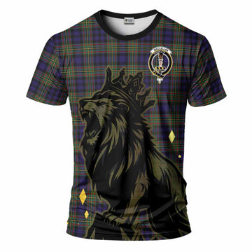 MacLellan (McLellan) Tartan Family Crest T-Shirt Crowned Lion Roaring
