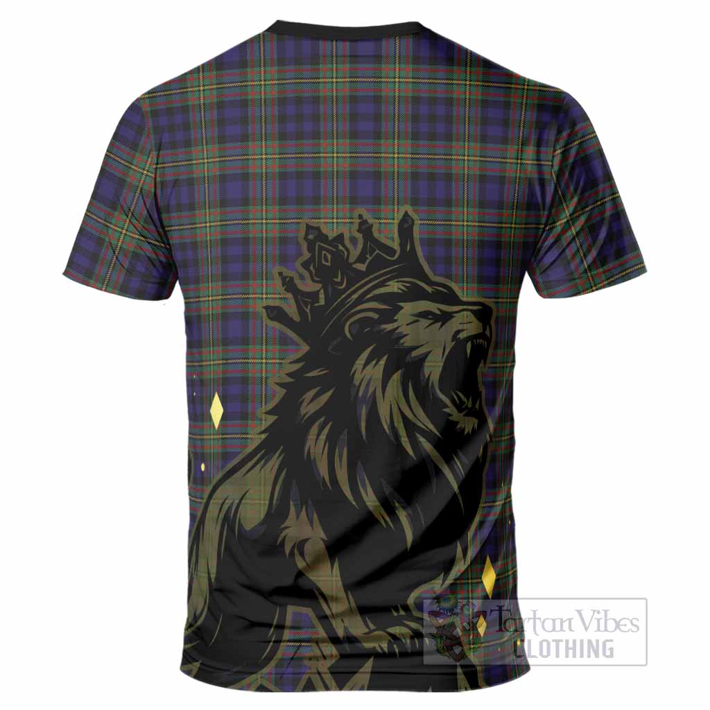 MacLellan (McLellan) Tartan Family Crest T-Shirt Crowned Lion Roaring