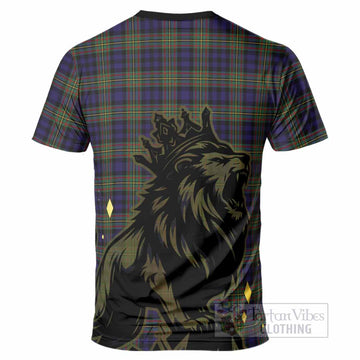 MacLellan (McLellan) Tartan Family Crest T-Shirt Crowned Lion Roaring