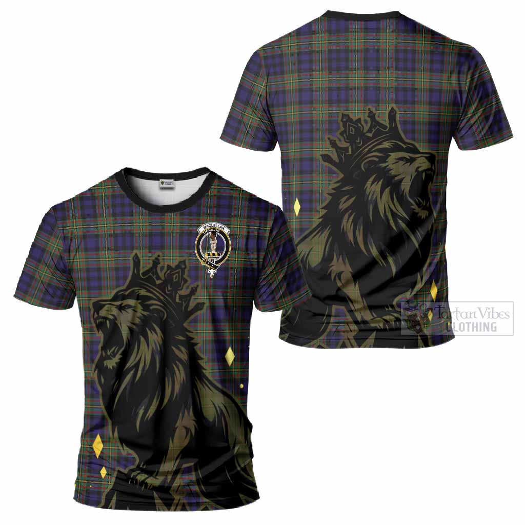MacLellan (McLellan) Tartan Family Crest T-Shirt Crowned Lion Roaring