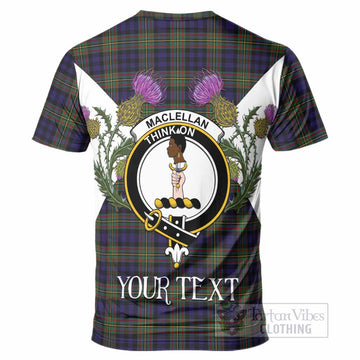 MacLellan (McLellan) Tartan Family Crest T-Shirt Scottish Burns Night Thistle Floral